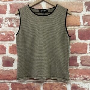 Kasper Top Women's 18 Gold Black Striped Metallic Stretchy Knit Camisole Tank